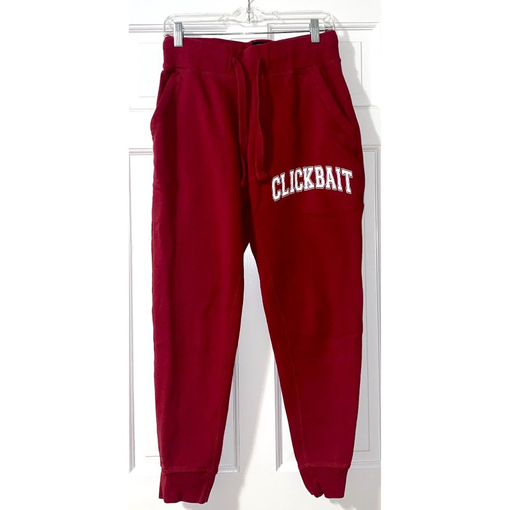 "Clickbait" Red Sweatpants, Size Small